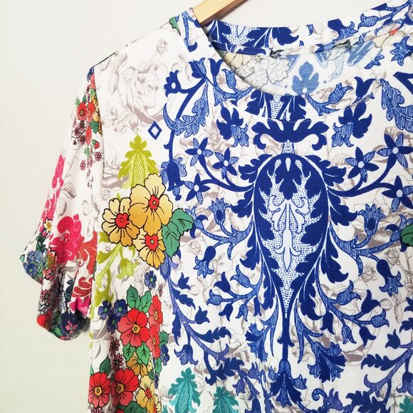 Johnny Was Shellinay Favorite Short Sleeves Crew Swing Tee Top L Bamboo $120 - Picture 15 of 16